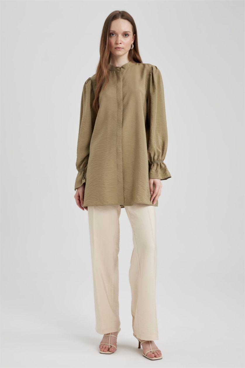 WOMAN Khaki Regular Fit Long Sleeve Tunic