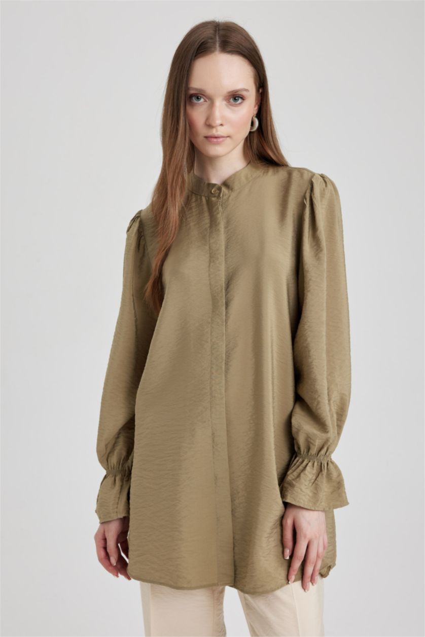 WOMAN Khaki Regular Fit Long Sleeve Tunic