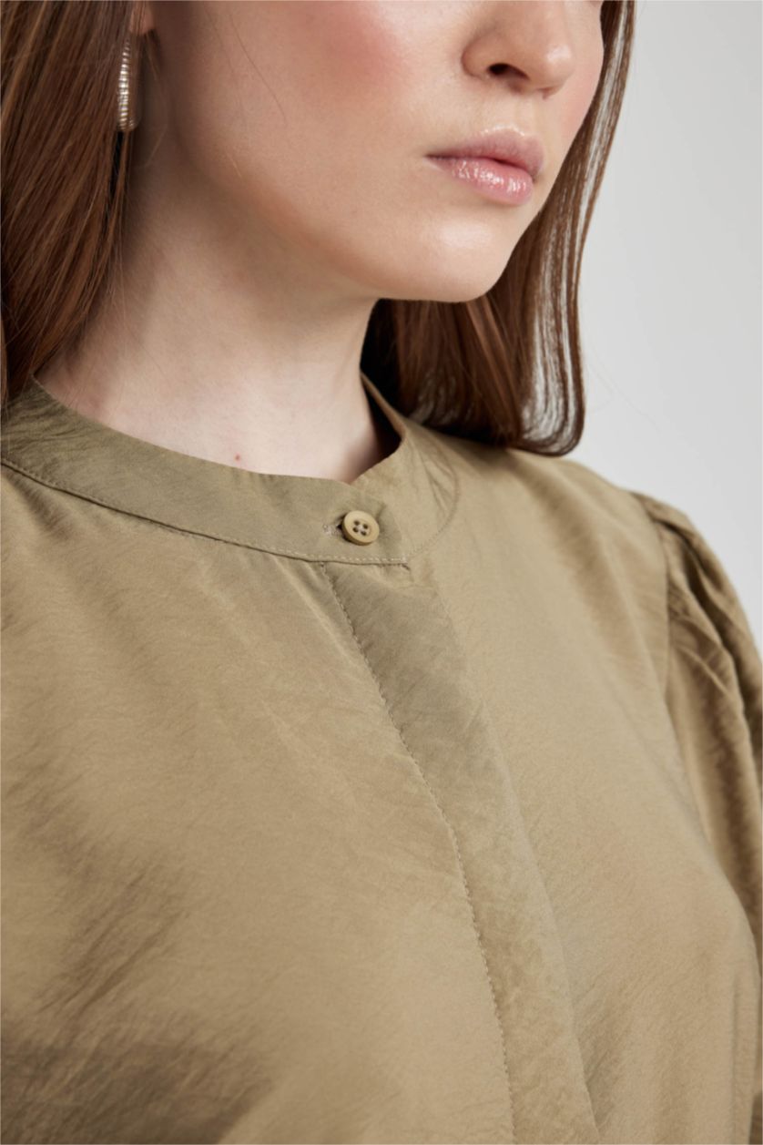 WOMAN Khaki Regular Fit Long Sleeve Tunic
