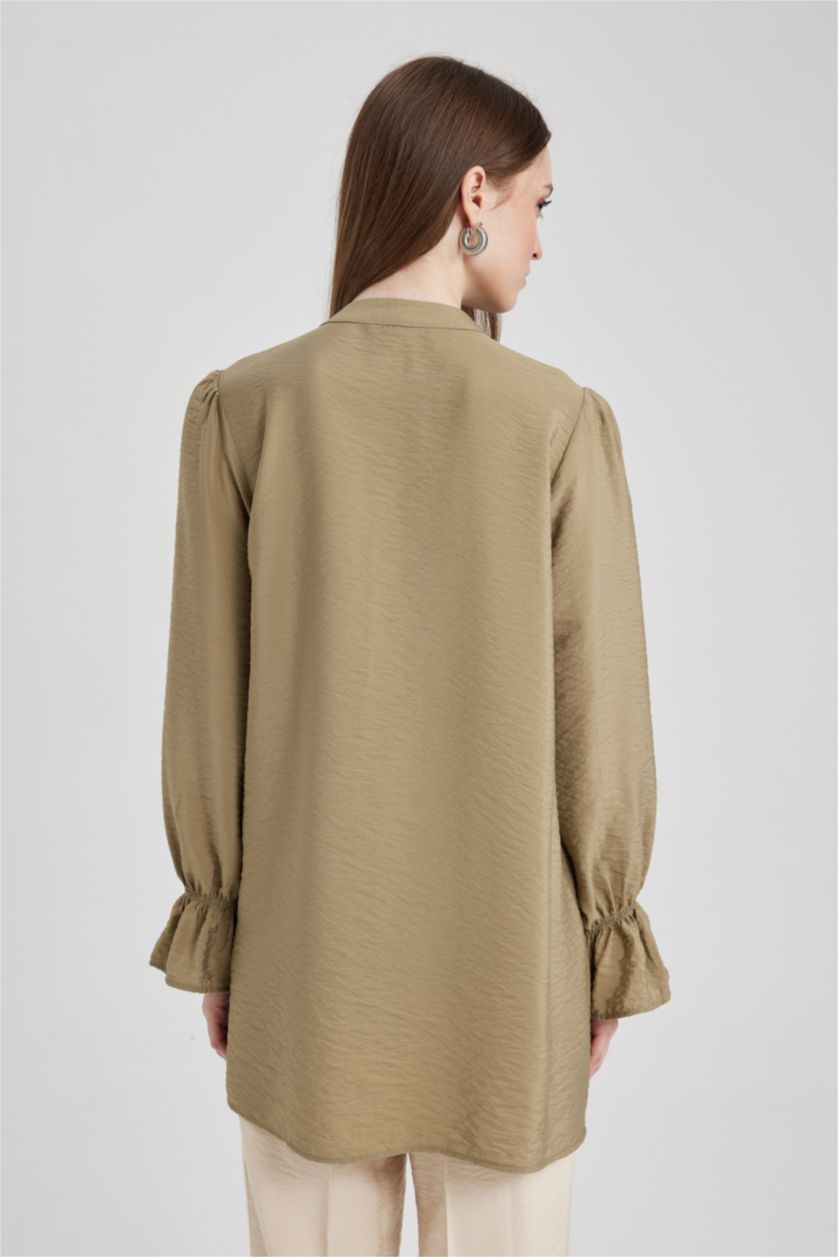 WOMAN Khaki Regular Fit Long Sleeve Tunic