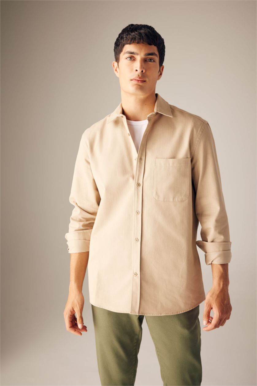 MAN Sand Regular Fit Cotton Long Sleeve Shirt