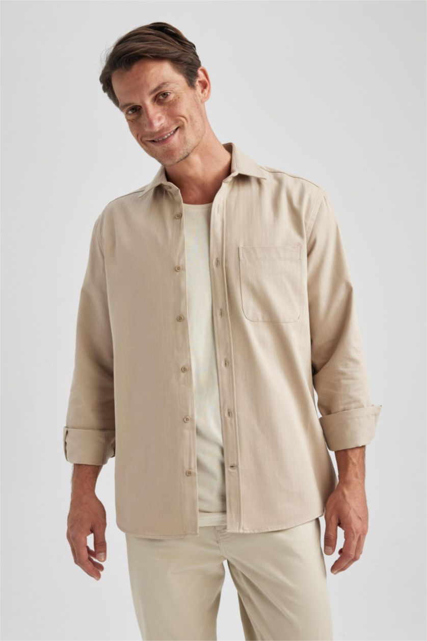 MAN Sand Regular Fit Cotton Long Sleeve Shirt