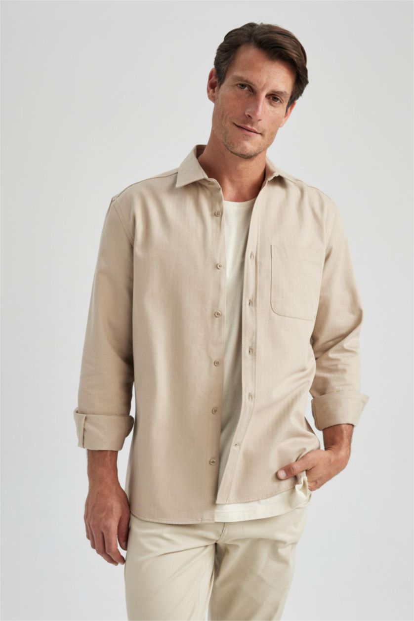 MAN Sand Regular Fit Cotton Long Sleeve Shirt
