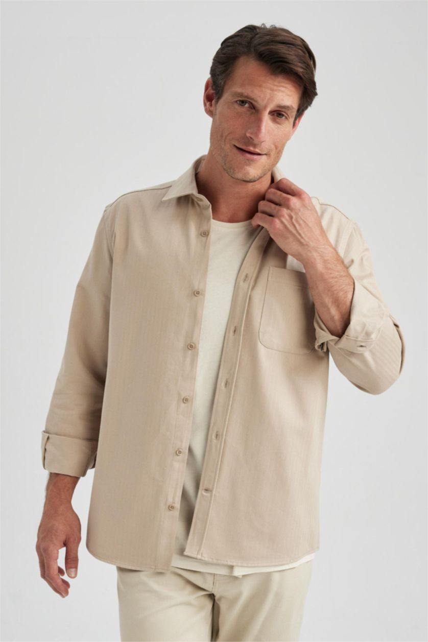 MAN Sand Regular Fit Cotton Long Sleeve Shirt