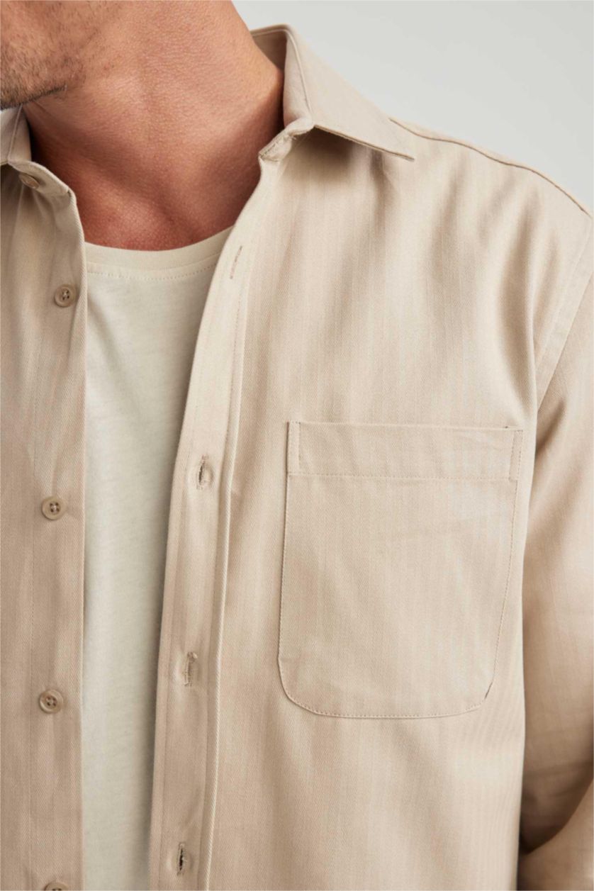 MAN Sand Regular Fit Cotton Long Sleeve Shirt