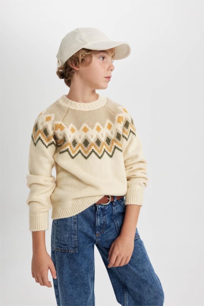 أولاد بيج فاتح بلوفر ولادي قصة عادية برقبة مستديرة