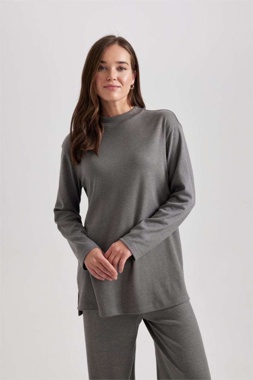 WOMAN Grey Regular Fit Long Sleeve Tunic