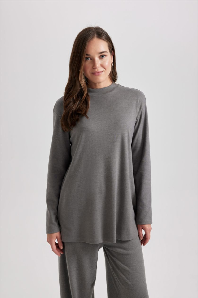 WOMAN Grey Regular Fit Long Sleeve Tunic