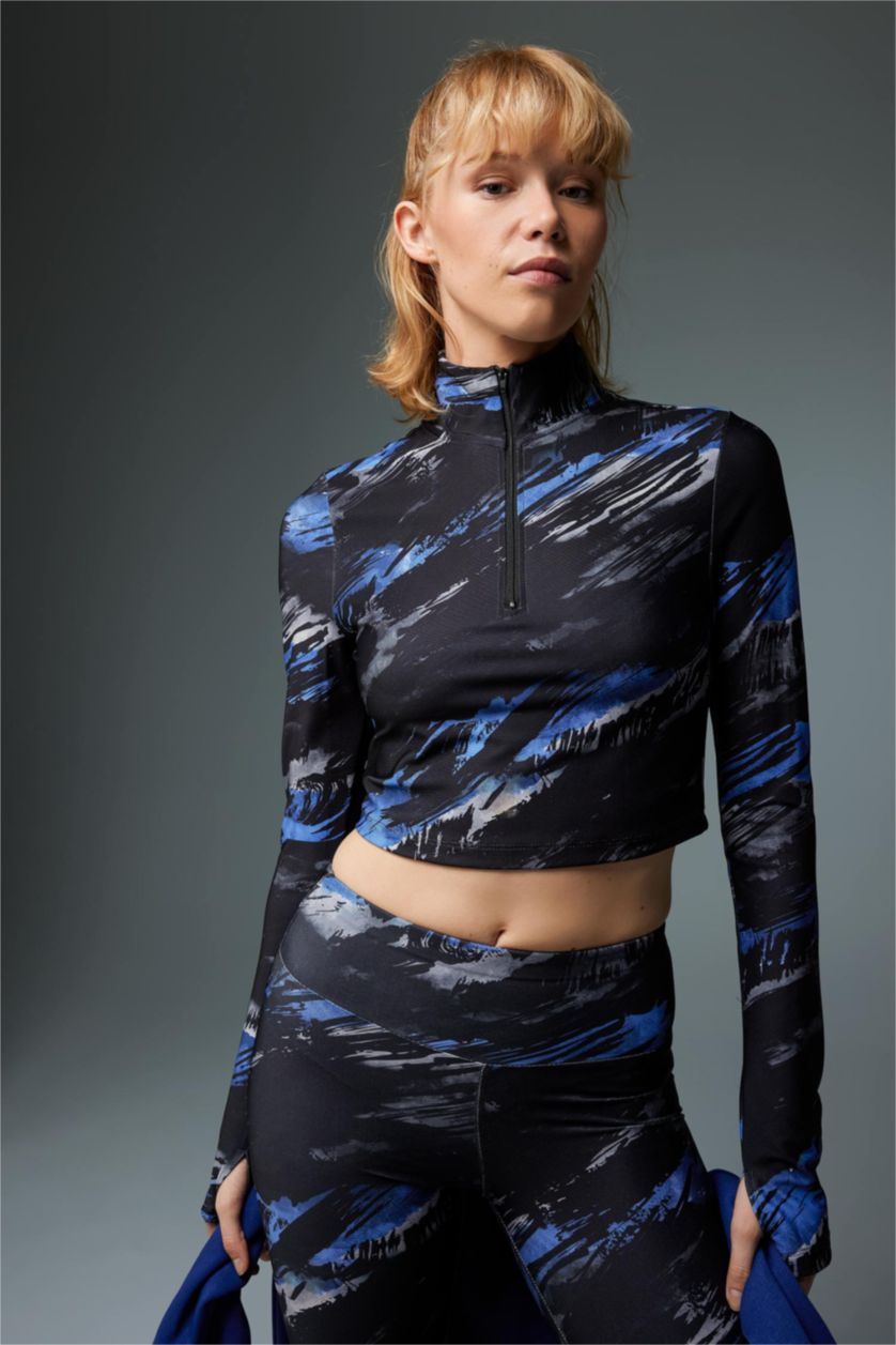 حريمي أسود تيشيرت كم طويل كروب هاي كول من DeFactoFit