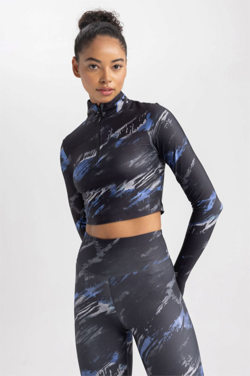 حريمي أسود تيشيرت كم طويل كروب هاي كول من DeFactoFit