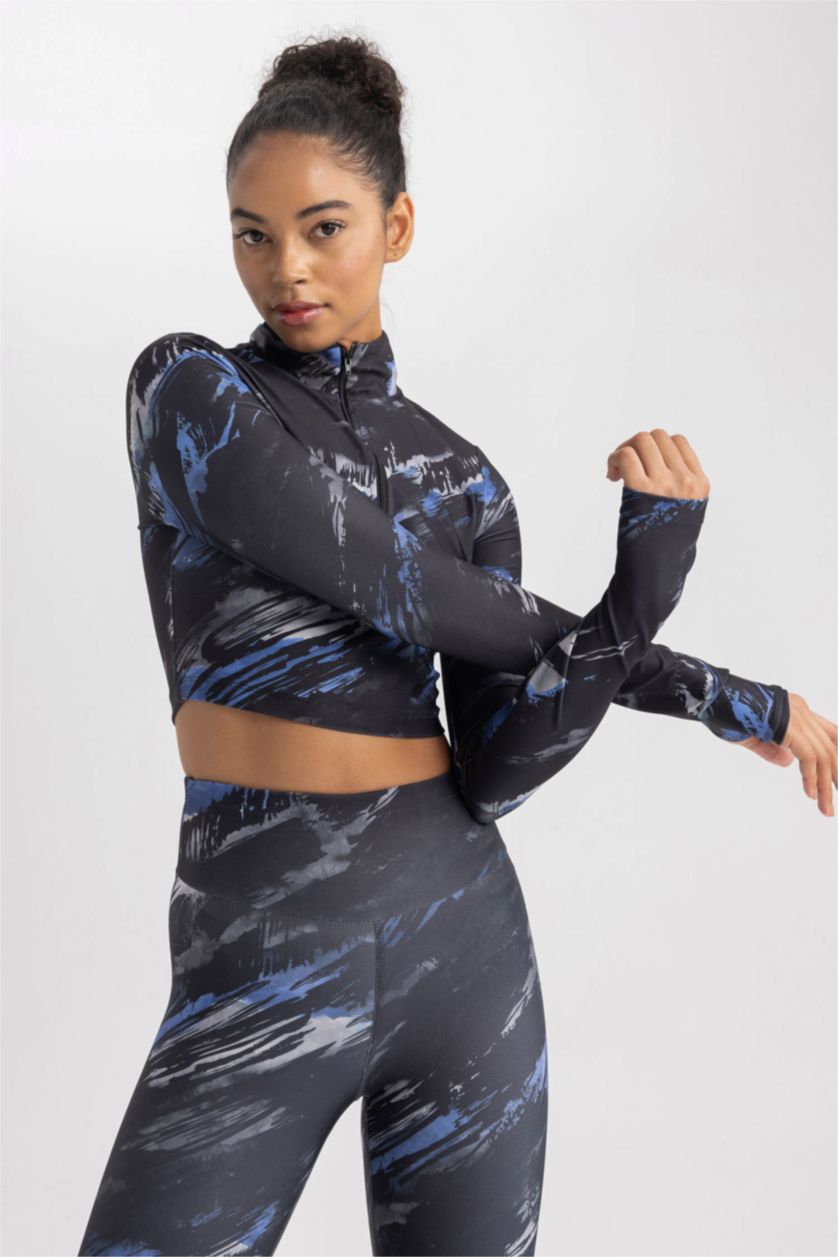 حريمي أسود تيشيرت كم طويل كروب هاي كول من DeFactoFit