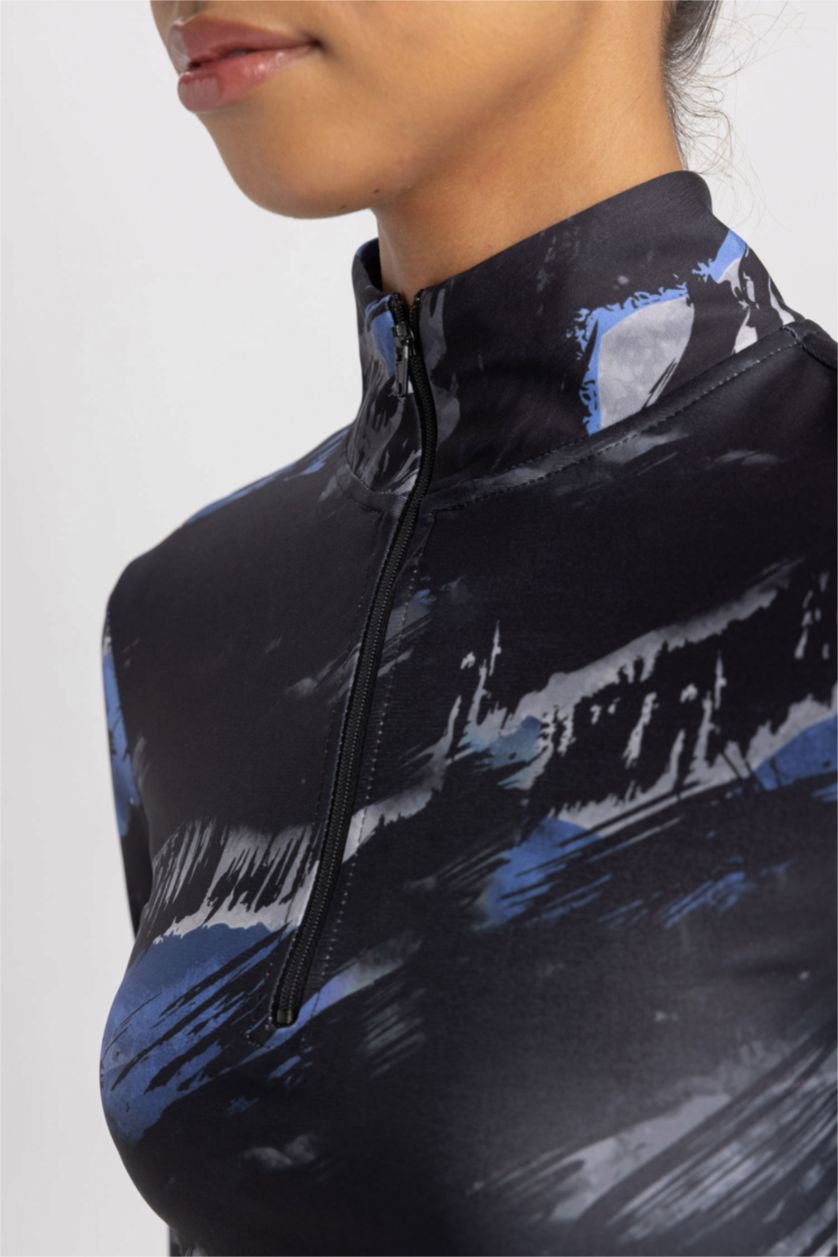 حريمي أسود تيشيرت كم طويل كروب هاي كول من DeFactoFit