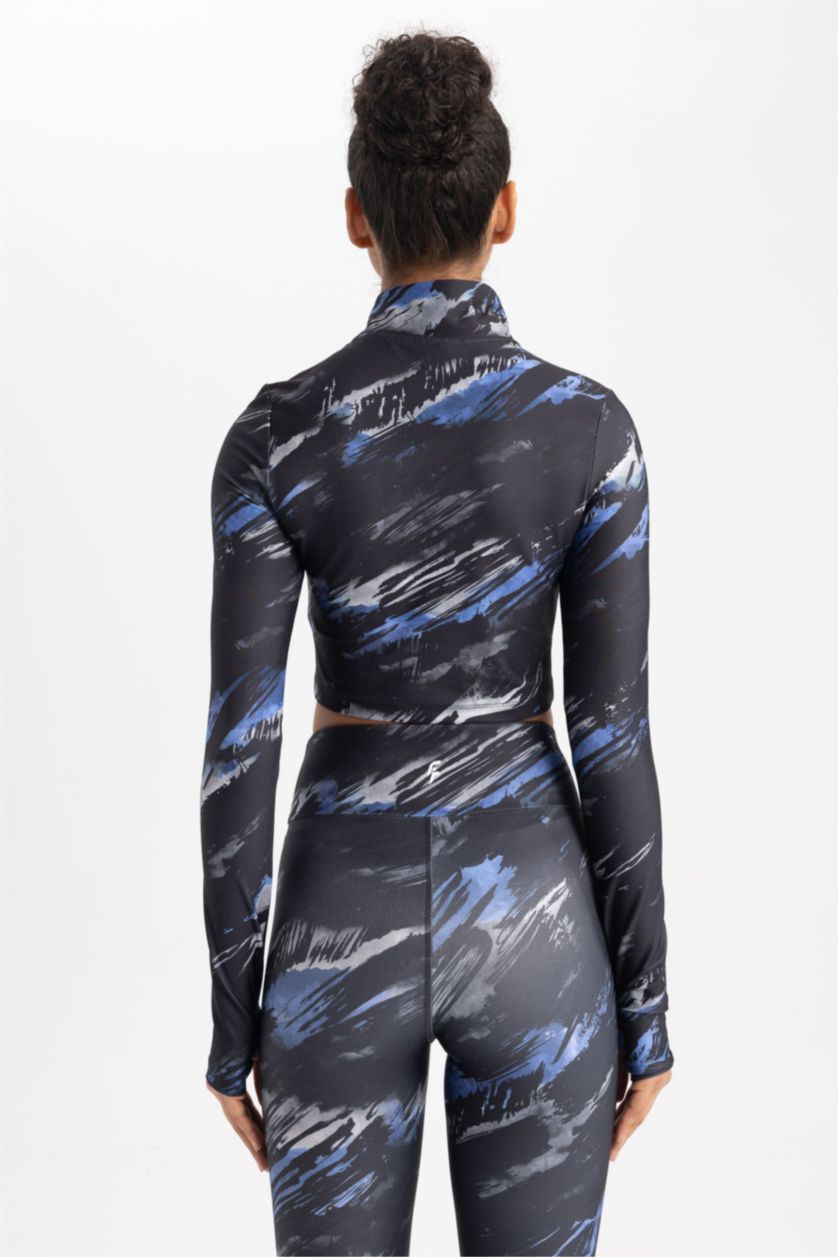 حريمي أسود تيشيرت كم طويل كروب هاي كول من DeFactoFit