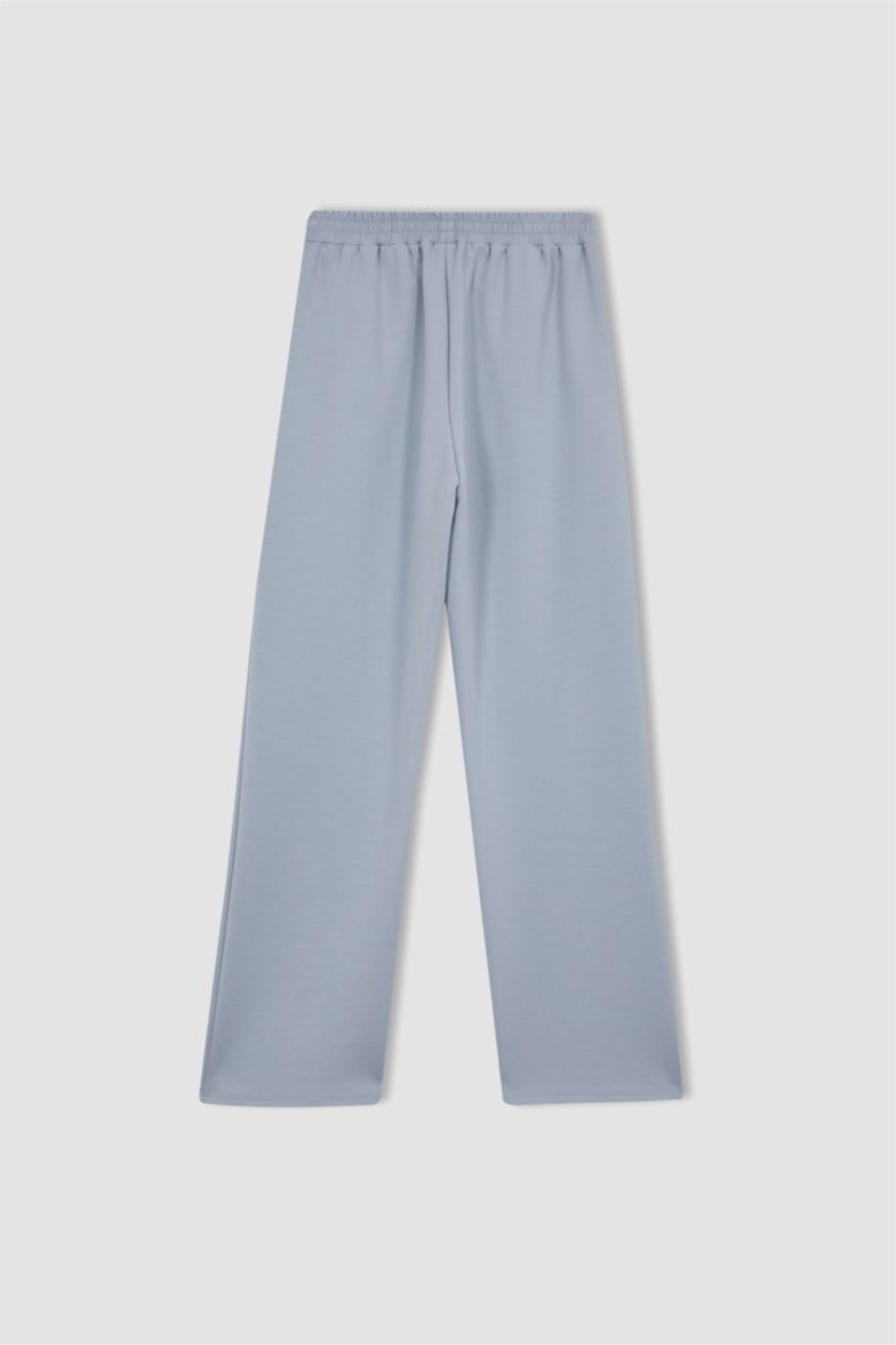 حريمي رمادي فاتح بنطلون قماش سكوبا قصة عادية برجل واسع