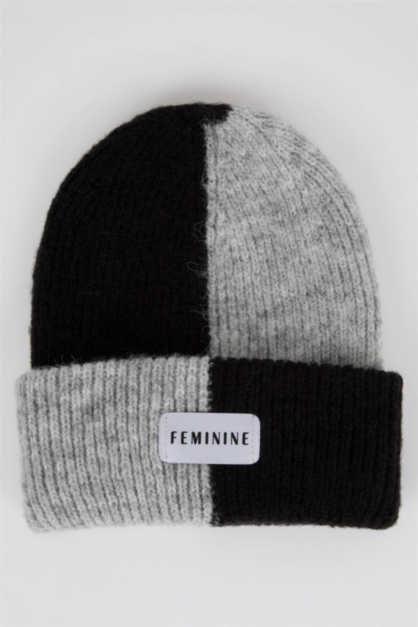 FEMME Noir Bonnet en Tricot Pour Femme