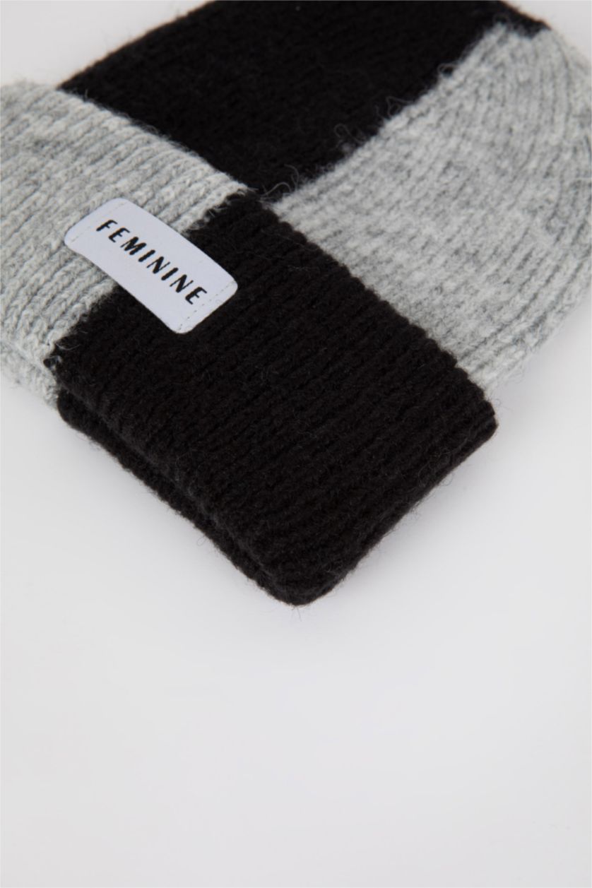 FEMME Noir Bonnet en Tricot Pour Femme