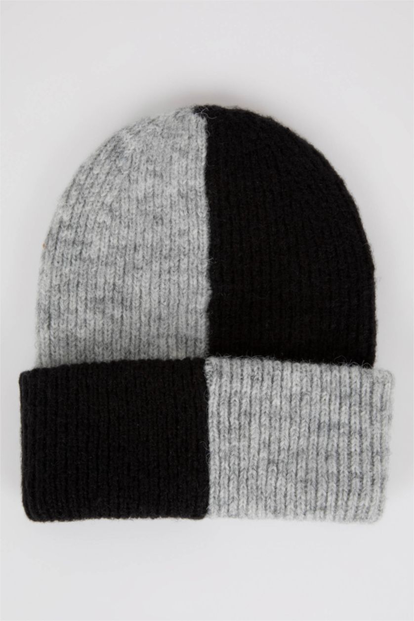 FEMME Noir Bonnet en Tricot Pour Femme