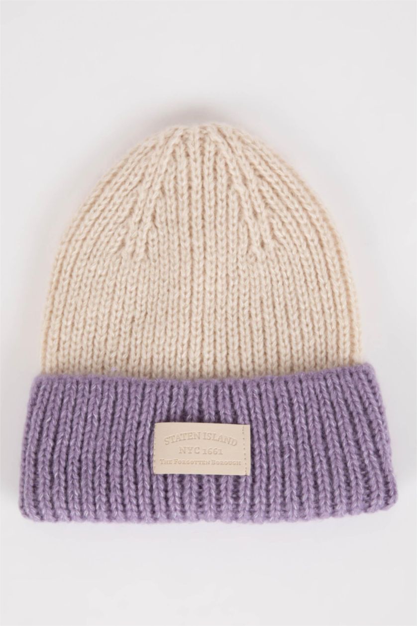 WOMAN Lilac Woman Woven Labeled Knitwear Beanie