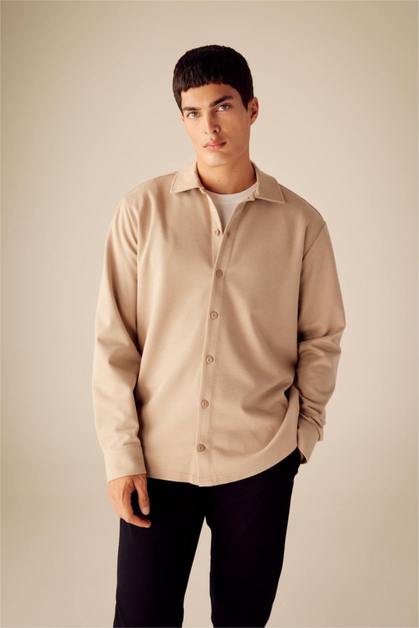 Man Sand Regular Fit Cotton Long Sleeve Shirt