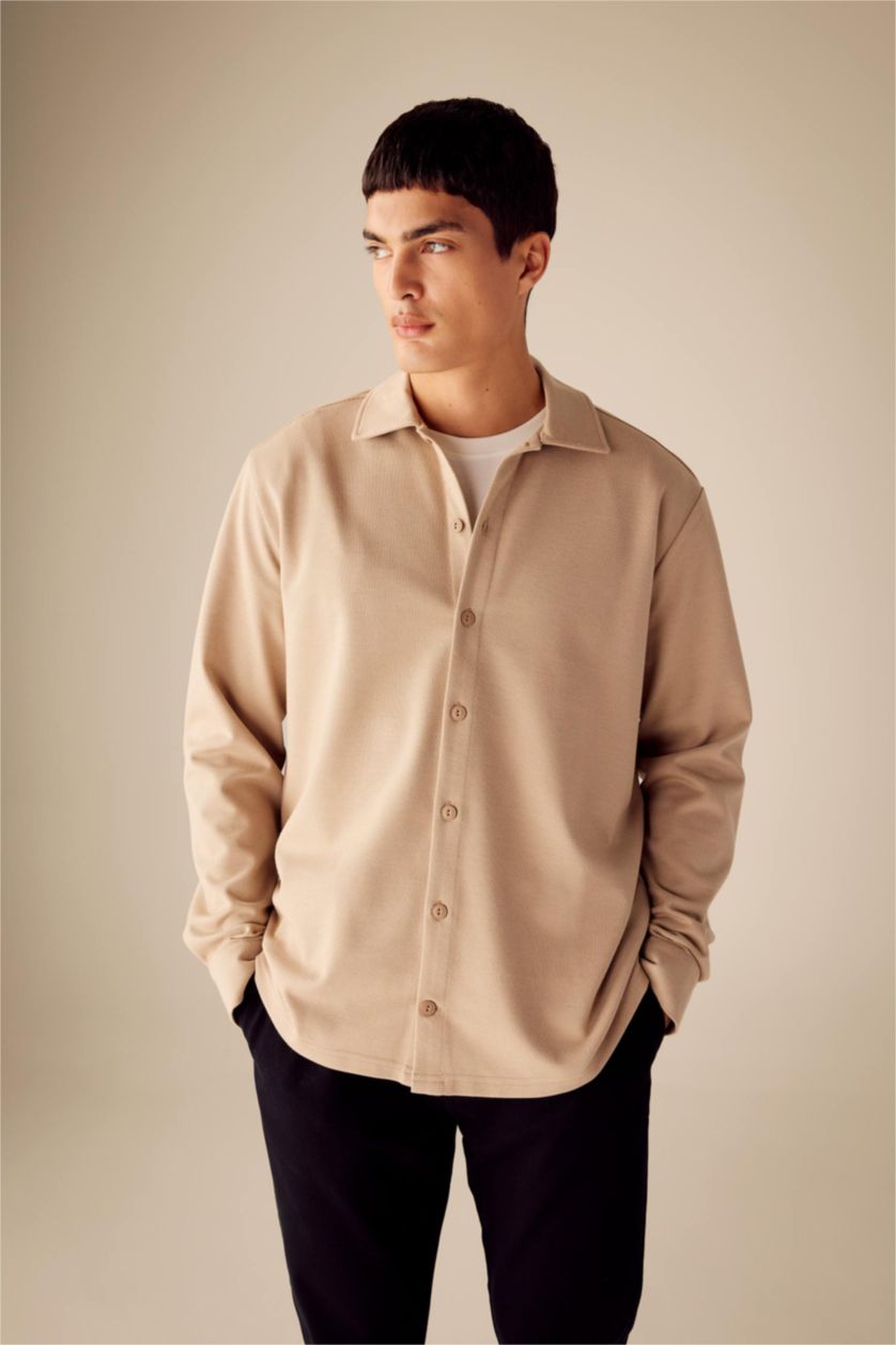Man Sand Regular Fit Cotton Long Sleeve Shirt