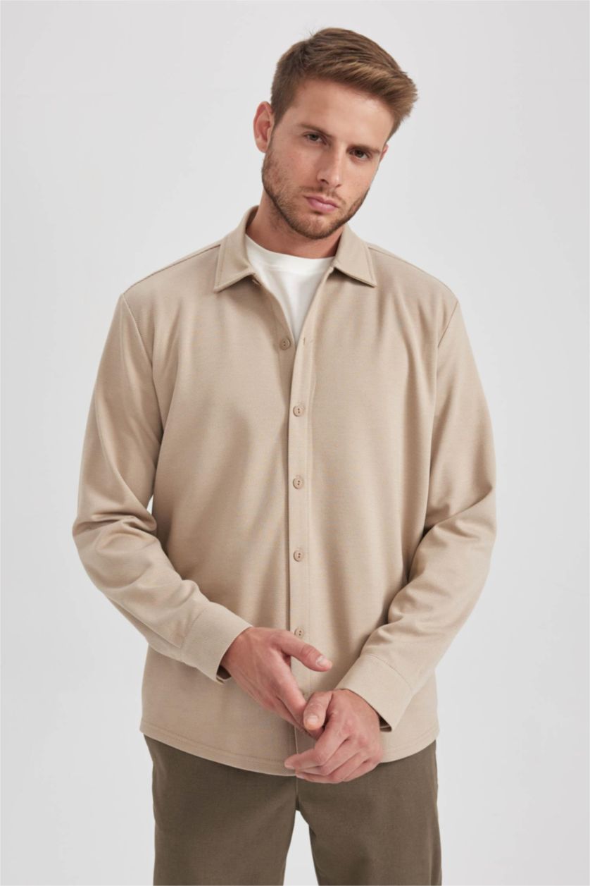 Man Sand Regular Fit Cotton Long Sleeve Shirt