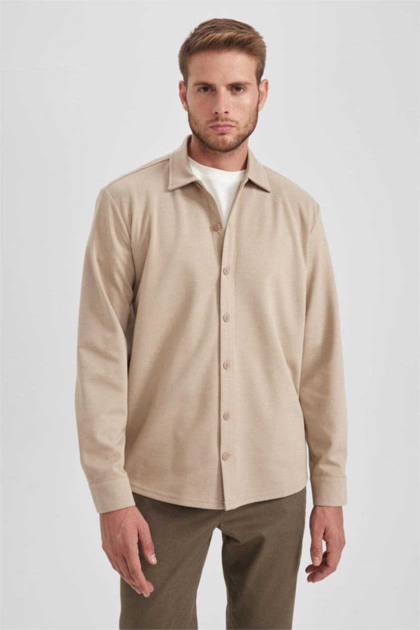 Man Sand Regular Fit Cotton Long Sleeve Shirt