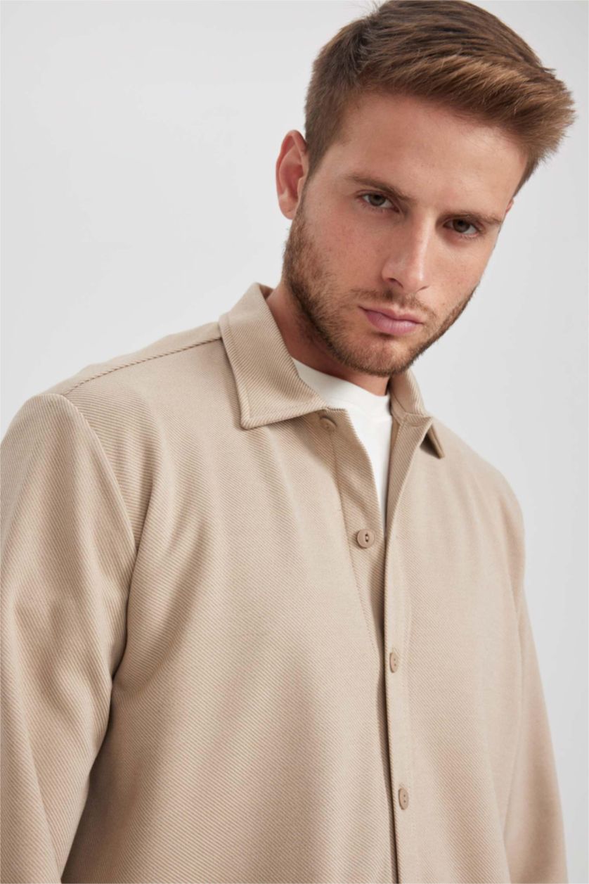 Man Sand Regular Fit Cotton Long Sleeve Shirt