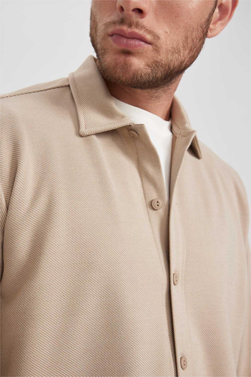 Man Sand Regular Fit Cotton Long Sleeve Shirt