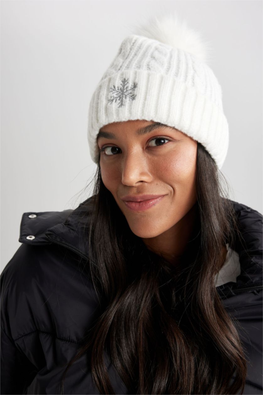 FEMME Blanc Bonnet d'hiver