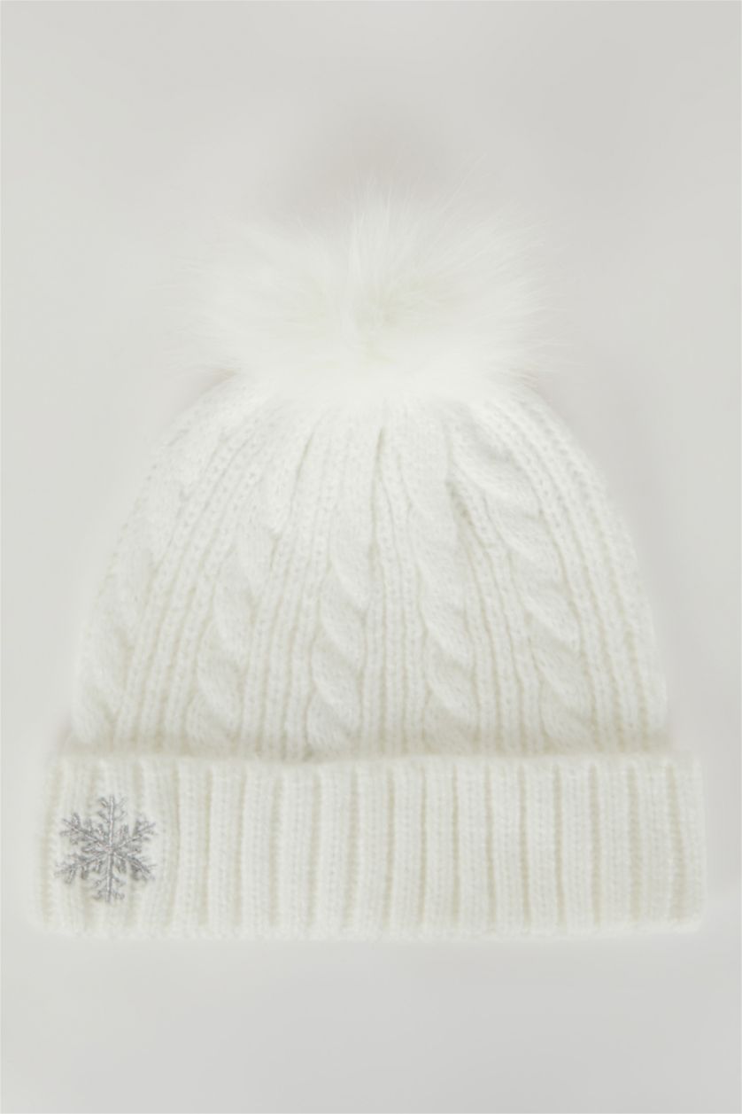 FEMME Blanc Bonnet d'hiver