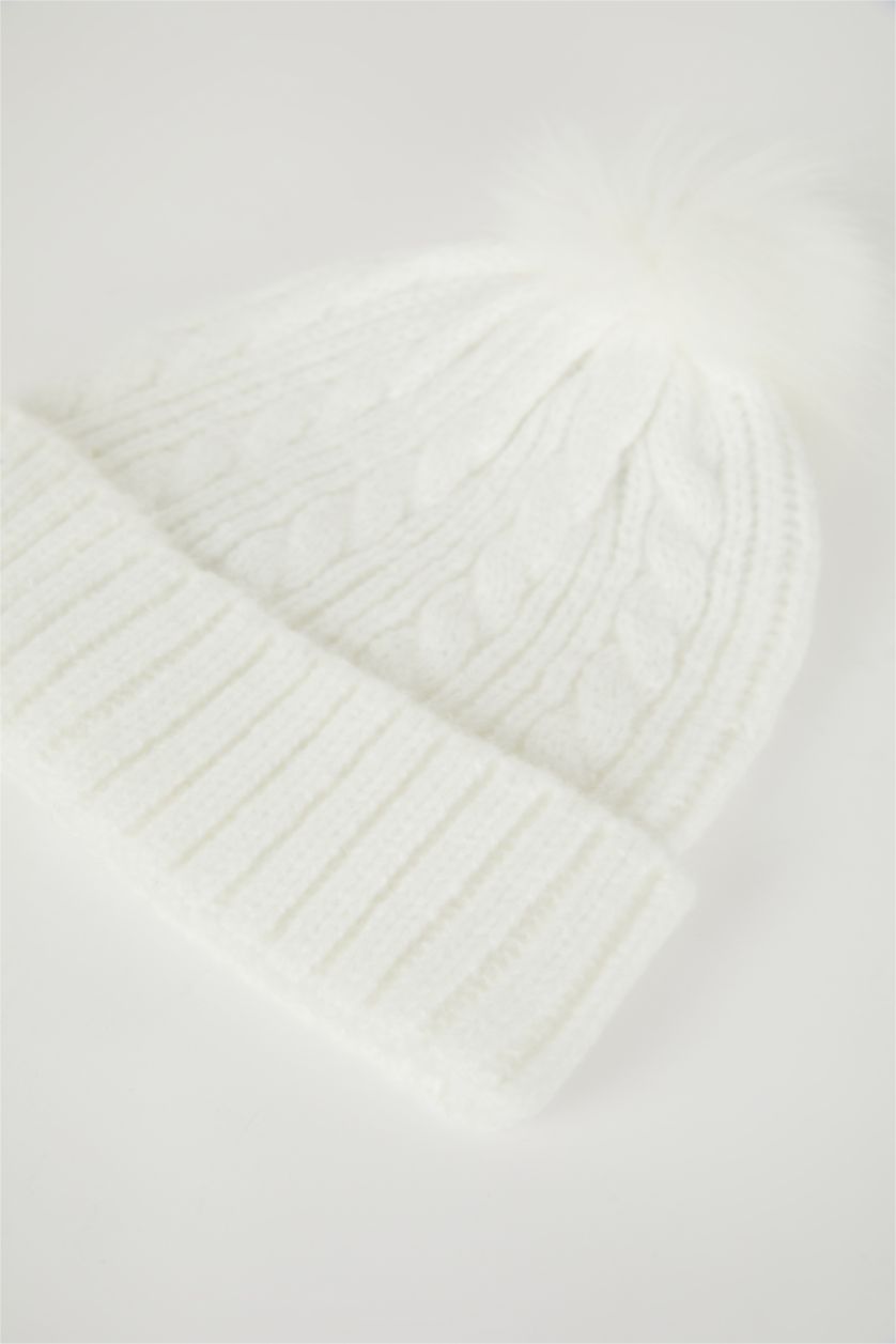 FEMME Blanc Bonnet d'hiver