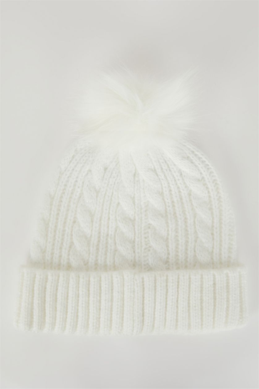 FEMME Blanc Bonnet d'hiver