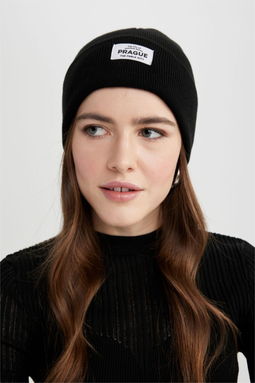 FEMME Noir Bonnet d'hiver