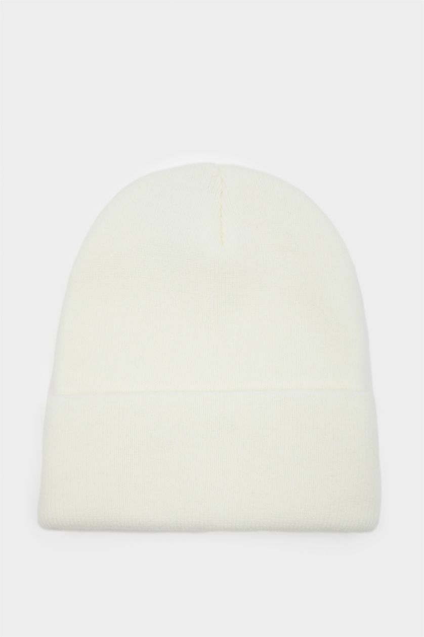 Kadın Ekru Kadın Dokuma Etiketli Bere