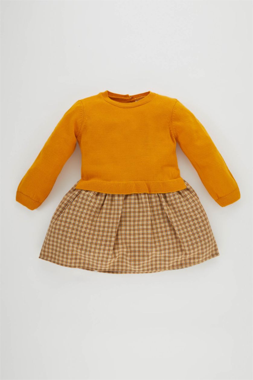 BABY GIRL Dark Yellow Regular Fit Long Sleeve Dress