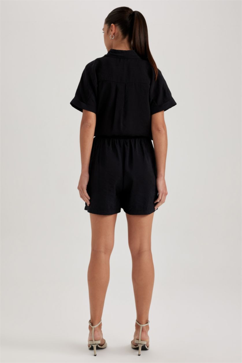 نساء أسود شورت وايد ليج بخصر عالي