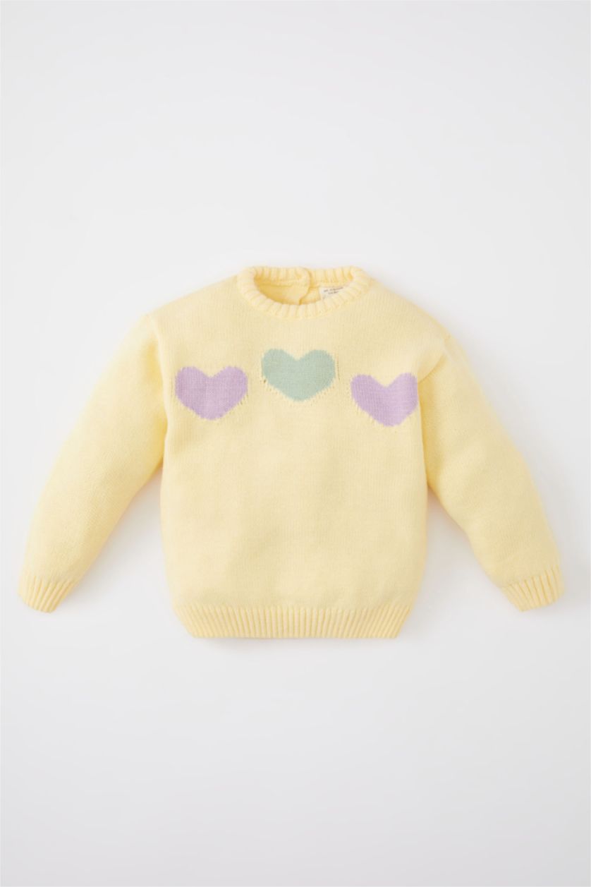 طفلة صغيرة أصفر بلوفر تريكو بناتي قصة عادية برقبة مستديرة