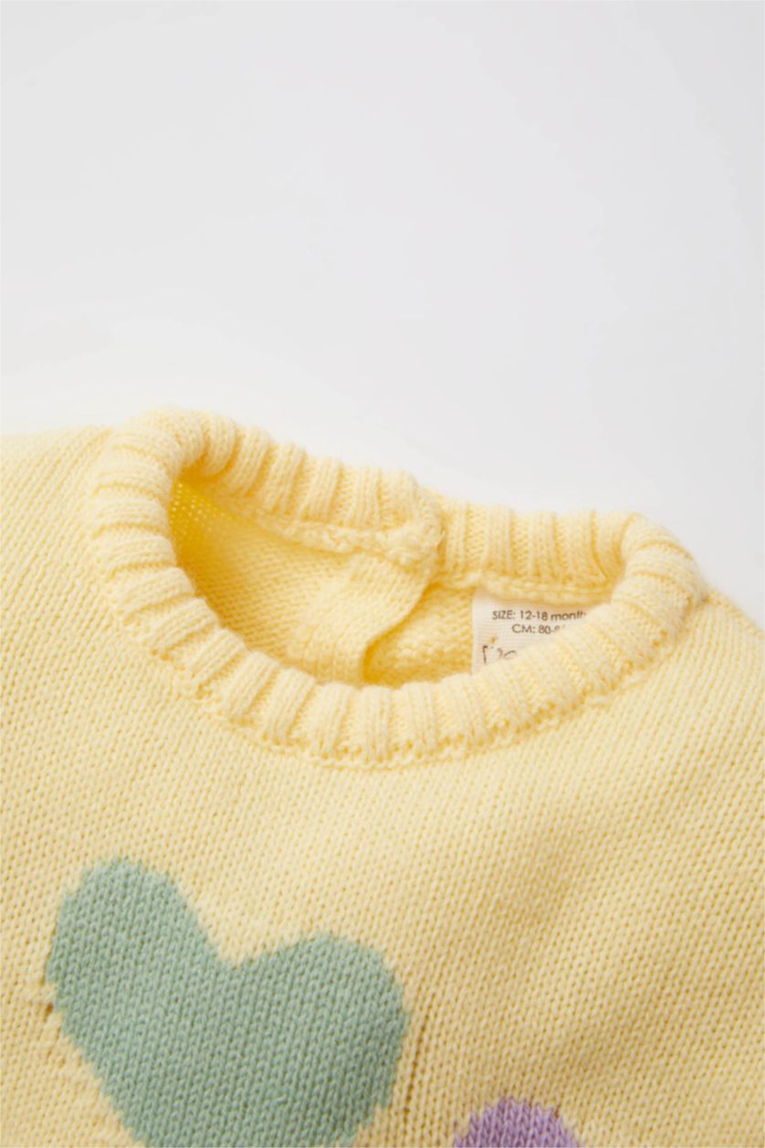 طفلة صغيرة أصفر بلوفر تريكو بناتي قصة عادية برقبة مستديرة