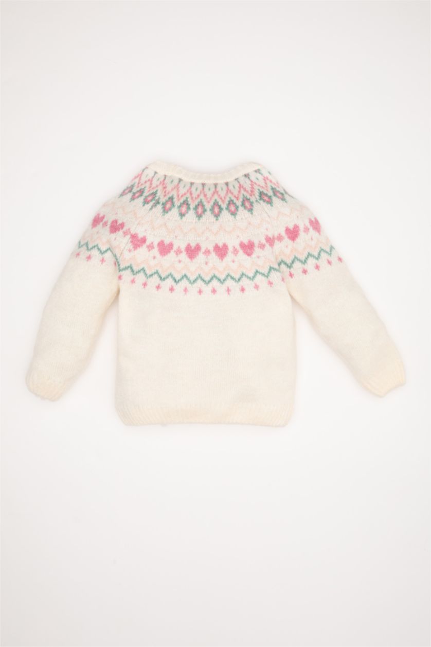 BÉBÉ FILLE Écru Pull en tricot à Col Rond et coupe régulière pour BéBé Fille