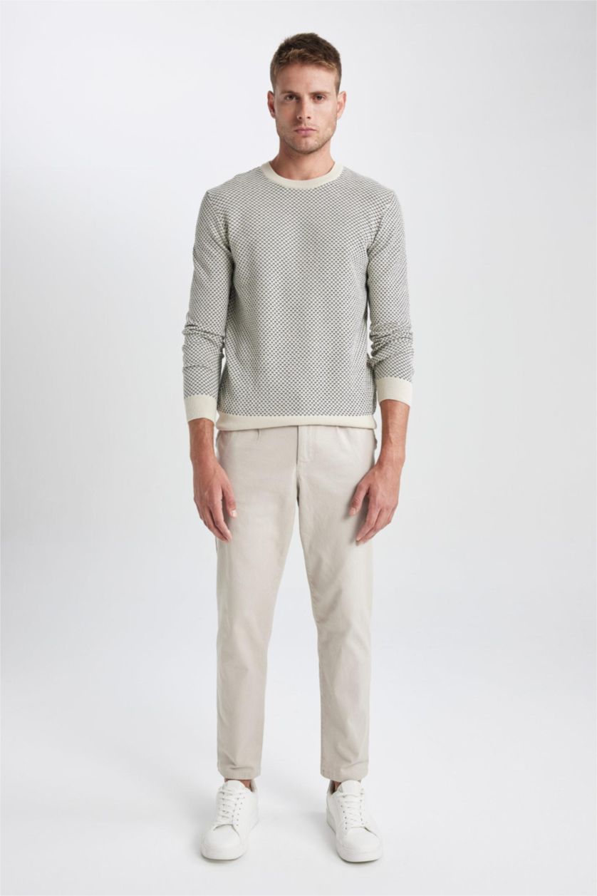 MAN Beige Standard Fit Crew Neck Knitwear Pullover