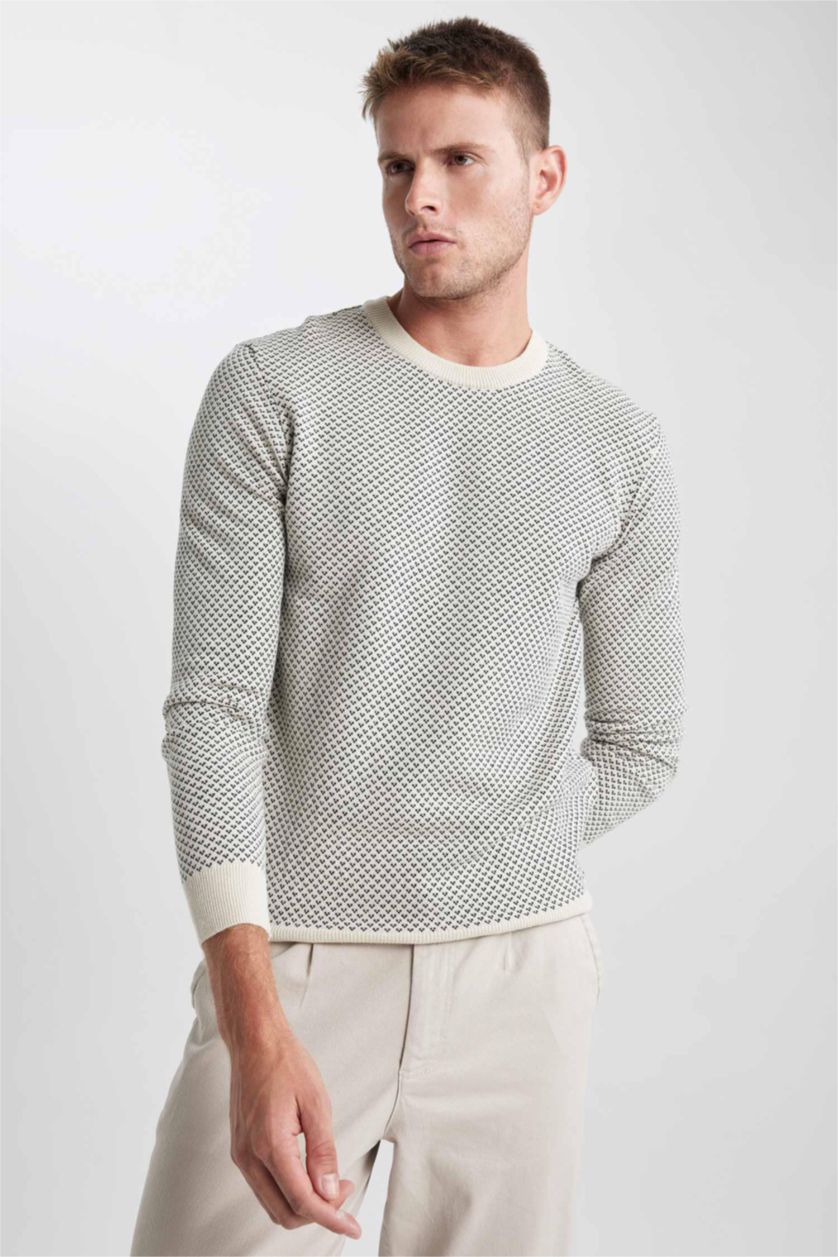 MAN Beige Standard Fit Crew Neck Knitwear Pullover