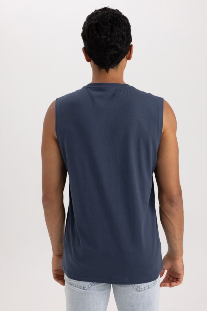 HOMME Indigo Débardeur À Col Ras Du Cou imprimé Coupe Régulière