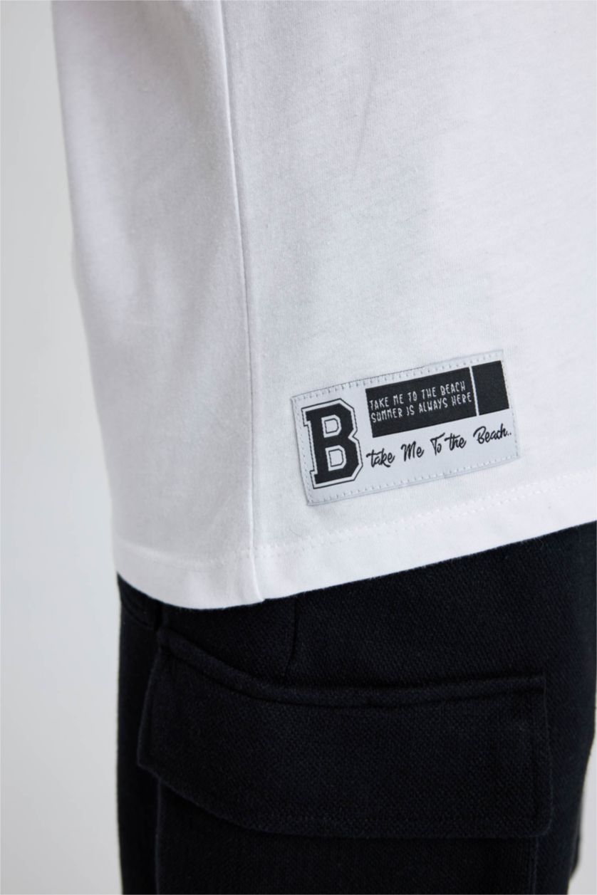 HOMME Blanc Débardeur Coupe Régulière Imprimé Col Rond