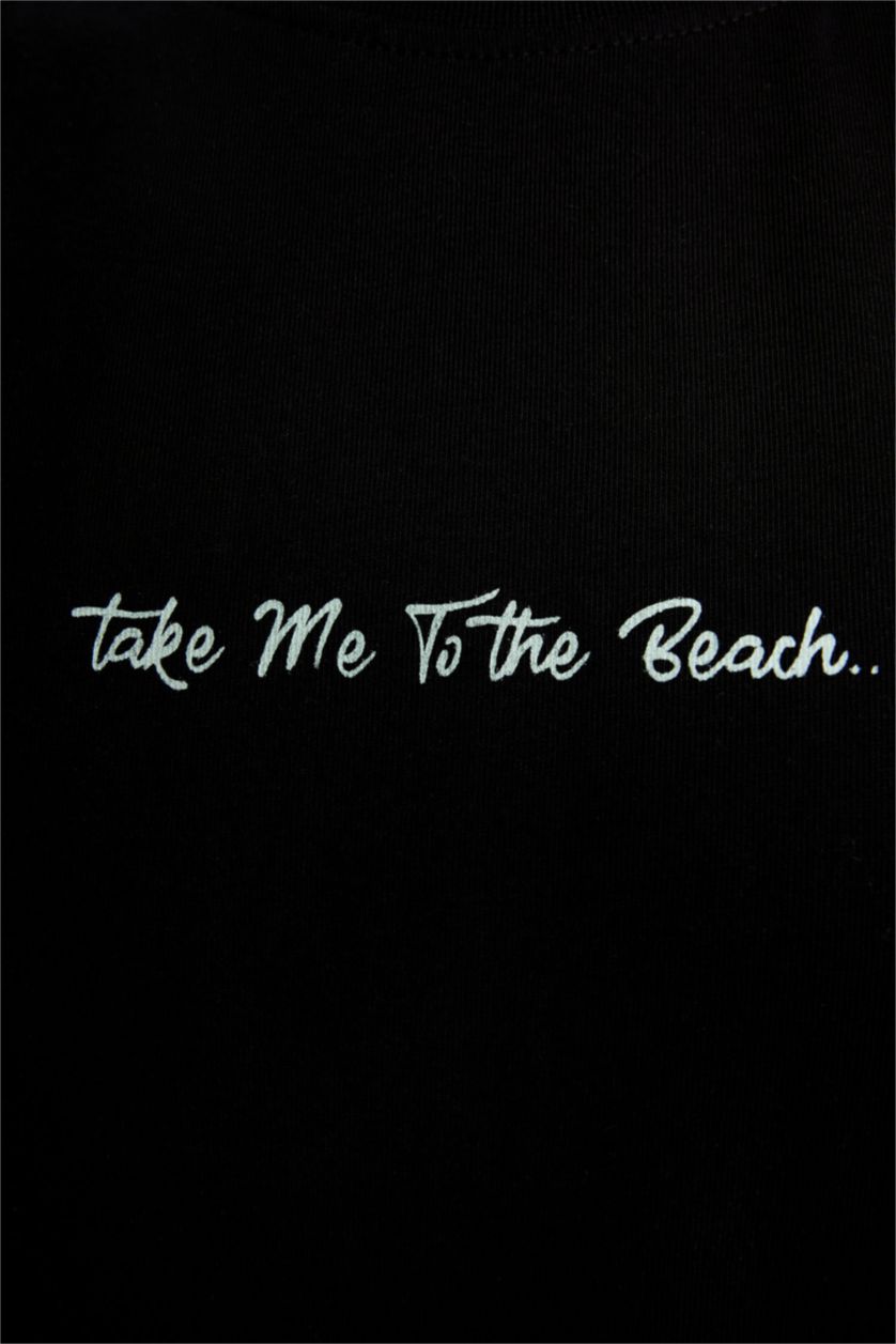 رجال أسود تيشيرت واسع بدون أكمام مطبوع