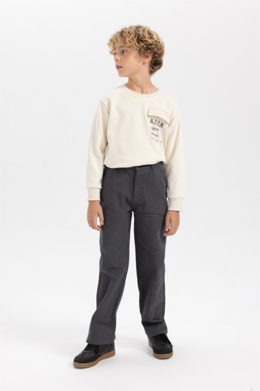 BOYS & TEENS Anthracite Boy Loose Fit Gabardine Trousers