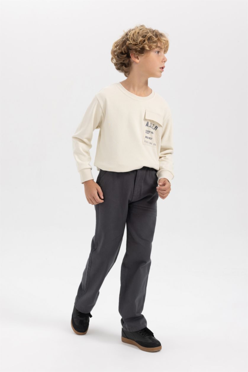 BOYS & TEENS Anthracite Boy Loose Fit Gabardine Trousers