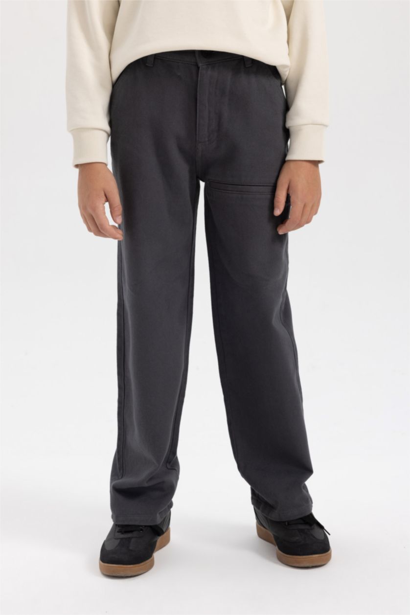 BOYS & TEENS Anthracite Boy Loose Fit Gabardine Trousers