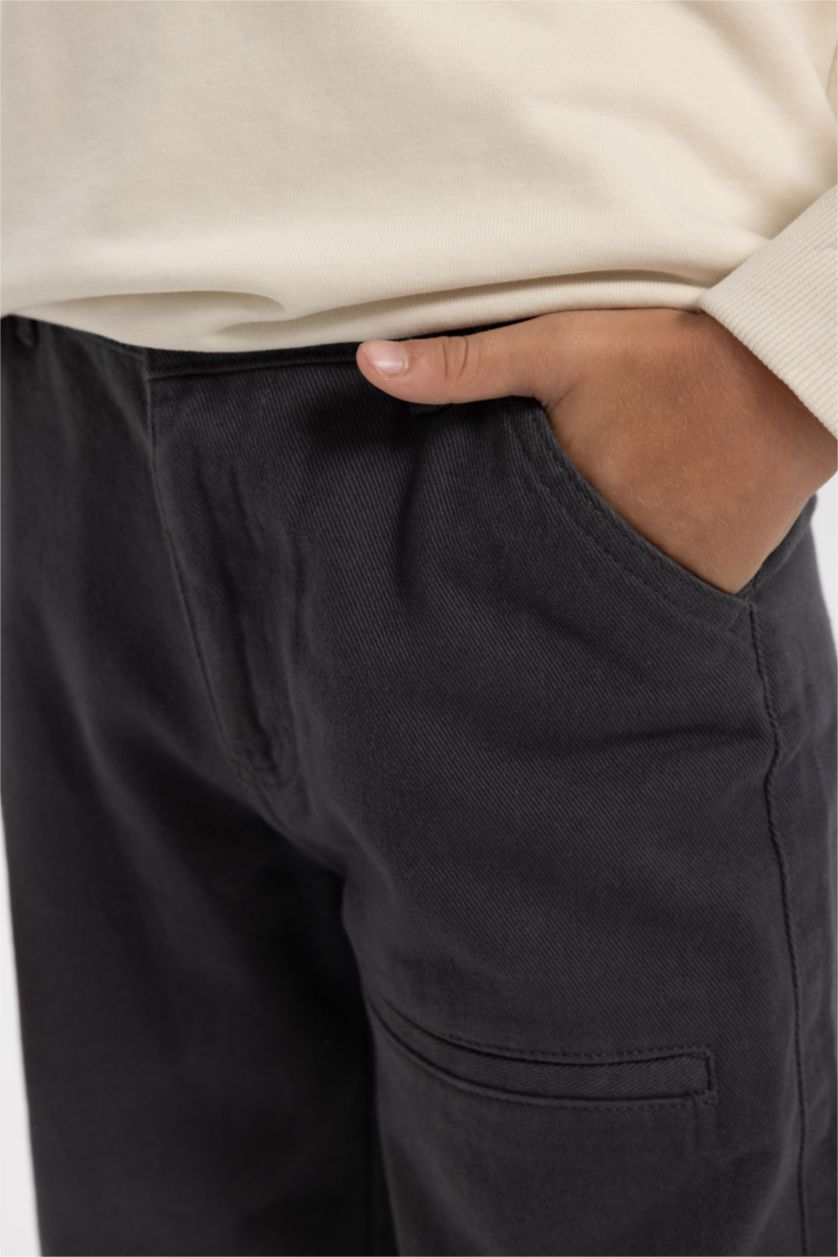 BOYS & TEENS Anthracite Boy Loose Fit Gabardine Trousers