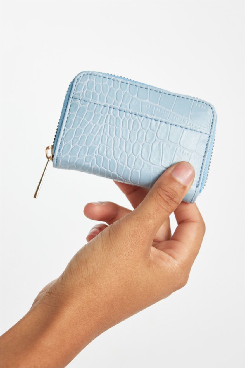 Woman Light Blue Women Faux Leather Wallet