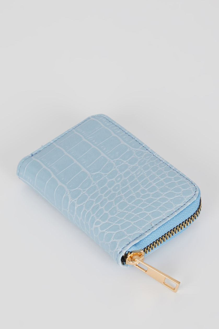 Woman Light Blue Women Faux Leather Wallet
